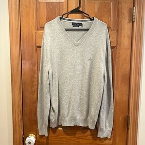 Nautica men’s gray vneck sweater size xlarge .